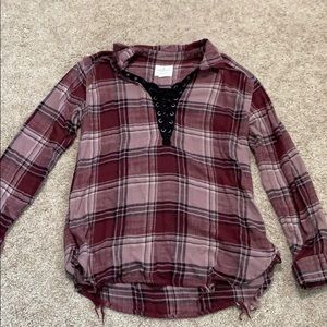 American eagle oversized lace up flannel